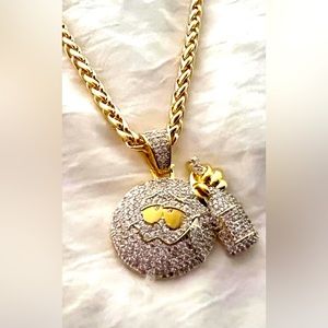 14k Gold Fill Emoji Necklace Pendant w/ Sparkling CZs